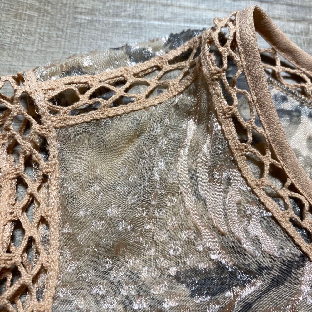 Meadow Rue Anthropologie Womens Floral Sheer Back Button Blouse S Peach Brown - Picture 4 of 8